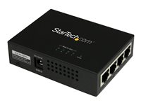 StarTech.com Injecteur PoE+ à 4 ports Gigabit - Midspan Power over Ethernet à fixation murale - 802.3at/af - Injecteur de puissance - CA 100-240 V - 120 Watt - connecteurs de sortie : 4 - noir - pour P/N: POEEXT1GAT, POEEXT2GAT, ST12MHDLANU POEINJ4G