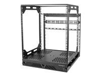 StarTech.com 12U Sliding Rotating Open Frame Network Rack, 4 Post AV /Data Rack, 16.7" Deep Slide-Out IT Equipment Rack with Cable Management Pull Out/Pivoting Computer/Communications Rack - 12U Open Frame Rack (PORACK12U) - Rack cadre ouvert - montable sur sol - noir - 12U PORACK12U