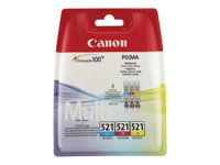 Canon CLI-521 Multipack - Pack de 3 - 9 ml - jaune, cyan, magenta - original - réservoir d'encre - pour PIXMA iP3600, iP4700, MP540, MP550, MP560, MP620, MP630, MP640, MP980, MP990, MX860, MX870 2934B010