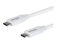 StarTech.com Câble USB-C vers USB-C avec Power Delivery 5A de 2 m - Cordon USB 2.0 Type-C certifié USB-IF - Blanc - Câble USB - 24 pin USB-C (M) pour 24 pin USB-C (M) - Thunderbolt 3 / USB 2.0 - 5 A - 2 m - blanc USB2C5C2MW