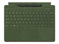 Microsoft Clavier Signature pour Surface Pro - Clavier - avec pavé tactile, accéléromètre, plateau de rangement et de chargement du Surface Slim Pen 2 - Français - forêt - avec Slim Pen 2 - pour Surface Pro 8, Pro 9, Pro X 8X6-00124