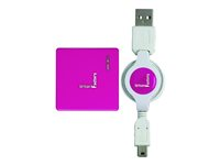 Urban Factory Crazy Hub USB 2.0 4 ports retractable cable Fuschia - Concentrateur (hub) - 4 x USB 2.0 - de bureau MHU06UF