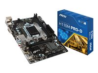 MSI H110M PRO-D - Carte-mère - micro ATX - Socket LGA1151 - H110 - USB 3.1 Gen 1 - Gigabit LAN - carte graphique embarquée (unité centrale requise) - audio HD (8 canaux) H110M PRO-D