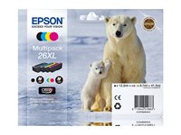 Epson 26XL Multipack - Pack de 4 - XL - noir, jaune, cyan, magenta - original - emballage coque avec alarme radioélectrique/ acoustique - cartouche d'encre - pour Expression Premium XP-510, 520, 600, 605, 610, 615, 620, 625, 700, 710, 720, 800, 810, 820 C13T26364020