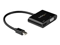 StarTech.com Mini DisplayPort to HDMI VGA Adapter, mDP 1.2 HBR2 to HDMI 2.0 (4K 60Hz) or VGA 1080p Video Converter Dongle, Mini DP to HDMI or VGA Monitor Adapter, Thunderbolt 2 Compatible - Multiport Video Dongle (MDP2VGAHD20) - Premium High Speed - adaptateur vidéo - Mini DisplayPort mâle pour HD-15 (VGA), HDMI femelle - noir - support 4K MDP2VGAHD20