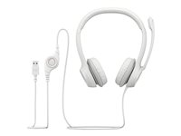 Logitech H390 - Micro-casque - sur-oreille - filaire - USB-A - blanc cassé 981-001286