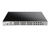 D-Link DGS 3630-28PC - Commutateur - C3 - Géré - 20 x 10/100/1000 (PoE+) + 4 x SFP Gigabit combiné + 4 x 10 Gigabit SFP+ - Montable sur rack - PoE+ (370 W) DGS-3630-28PC/SI