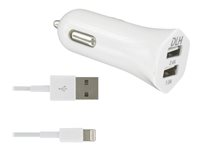 DLH DY-AU2571W - Adaptateur d'alimentation pour voiture - 12 Watt - 2.4 A - 2 connecteurs de sortie (USB) - blanc DY-AU2571W