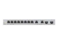 Zyxel XGS1210-12 - Commutateur - Géré - 8 x 10/100/1000 + 2 x 100/1000/2.5G + 2 x 1 gigabit/10 gigabit SFP+ (liaison montante) - de bureau, fixation murale XGS1210-12-ZZ0101F