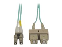 Tripp Lite 5M 10Gb Duplex Multimode 50/125 OM3 LSZH Fiber Optic Patch Cable LC/SC Aqua 16' 16ft 5 Meter - Cordon de raccordement - SC multi-mode (M) pour LC multi-mode (M) - 5 m - fibre optique - duplex - 50 / 125 microns - OM3 - aqua N816-05M